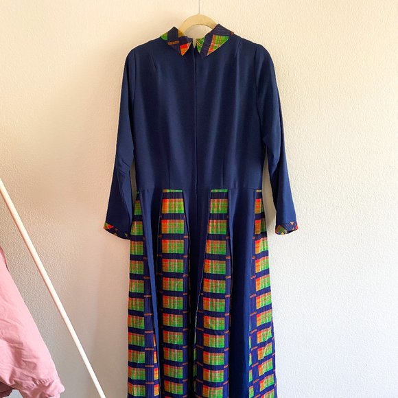 Vintage Festival Blue Plaid Maxi Dress - Picture 2 of 8